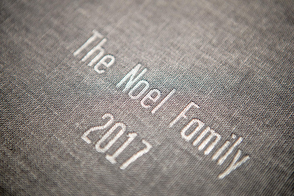 TAUPE Linen Book with GOTHIC font in BLIND (no color) debossing